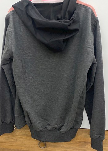 Gri Kapüşonlu Fermuarlı Kız Çocuk Eşofman Takımı - Görsel 4