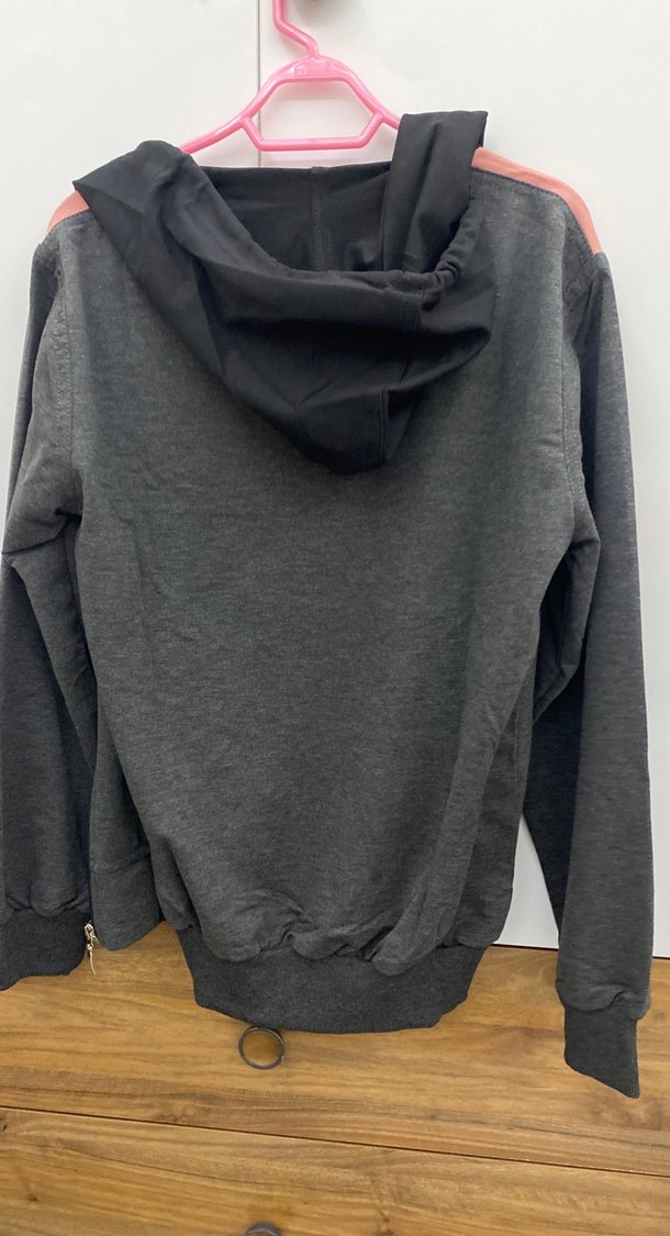 Gri Kapüşonlu Fermuarlı Kız Çocuk Eşofman Takımı - Görsel 4