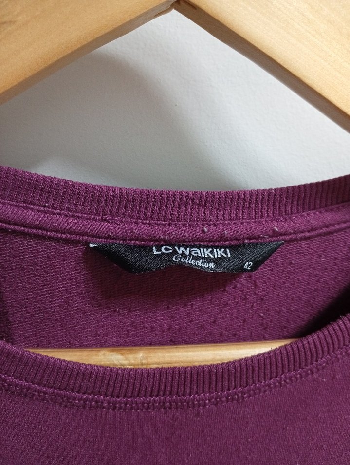 Bordo Uzun Kollu Pamuklu elbise - Görsel 3