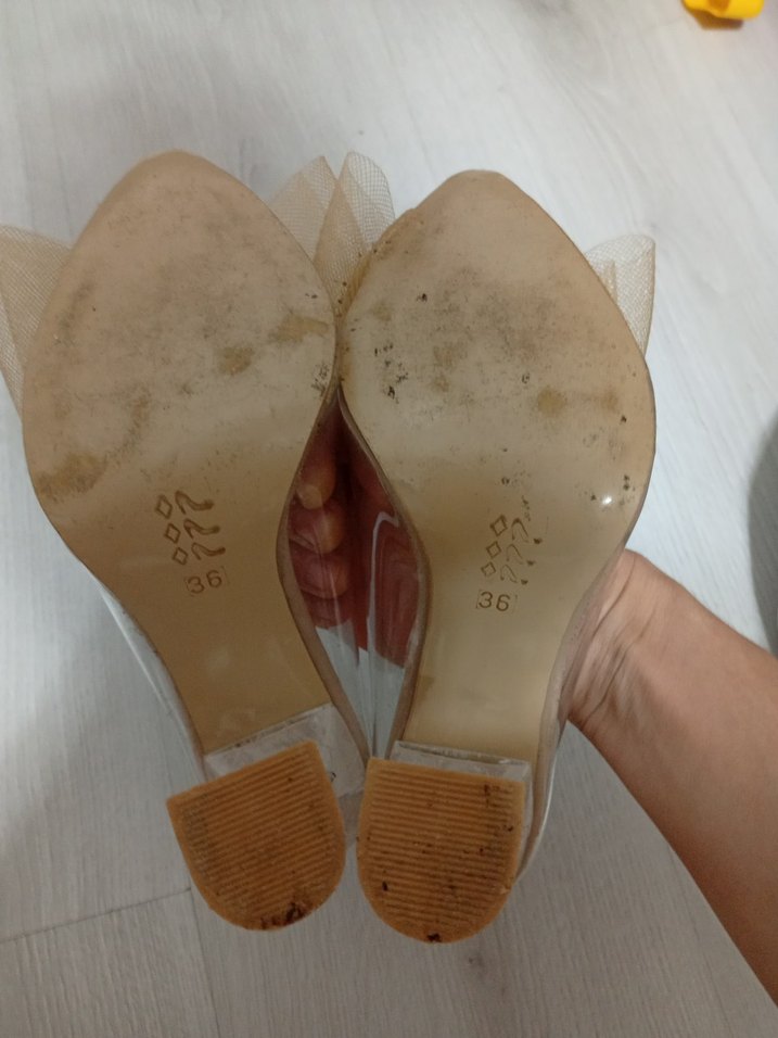 Diger Bej Yüksek Topuklu Cam Kumaşlı Kadın Abiye Ayakkabı - Görsel 4