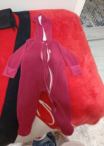 Bordo Bebek Tulumu Yüksek Yakalı Fermuarlı