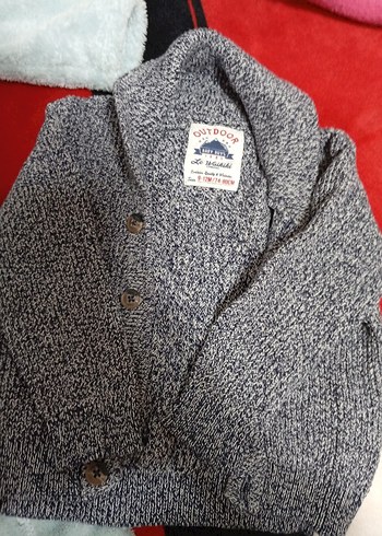 Kapüşonlu Gri Örgü Çocuk Sweatshirt - Görsel 5