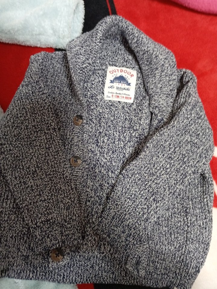 Kapüşonlu Gri Örgü Çocuk Sweatshirt - Görsel 5