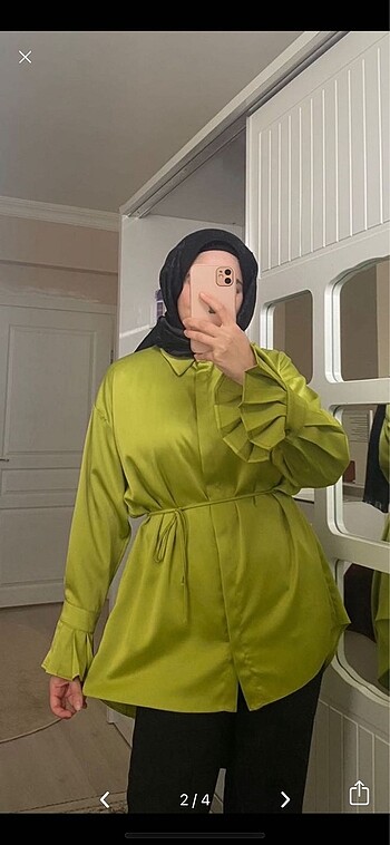 Diğer Yeşil saten tunik