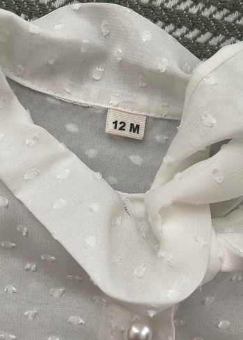 Kız bebekler için beyaz uzun kollu nakışlı gömlek - Görsel 5