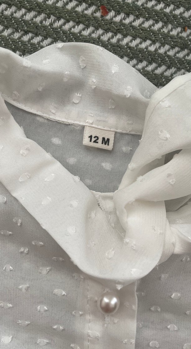 Kız bebekler için beyaz uzun kollu nakışlı gömlek - Görsel 5