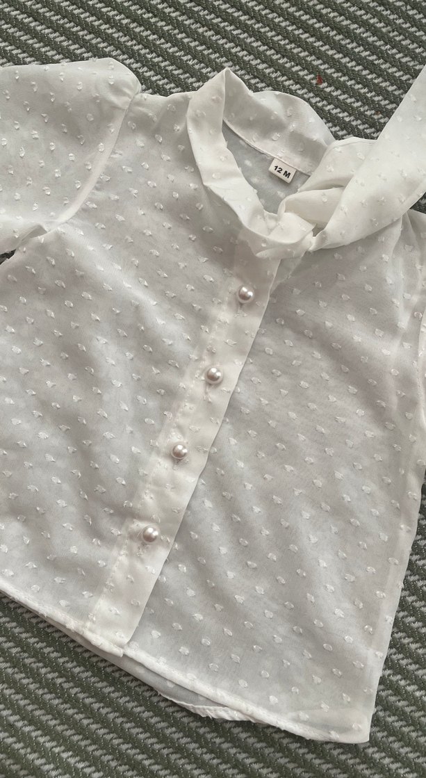 Kız bebekler için beyaz uzun kollu nakışlı gömlek - Görsel 2