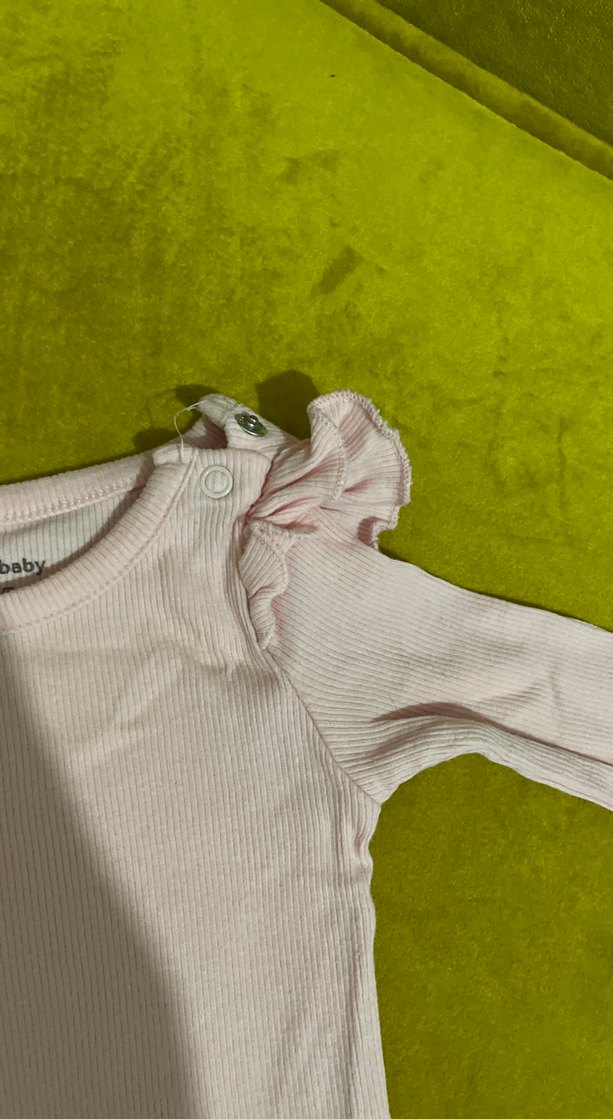 Uzun Kollu Pembe Bebek Body Fırfırlı - Görsel 4