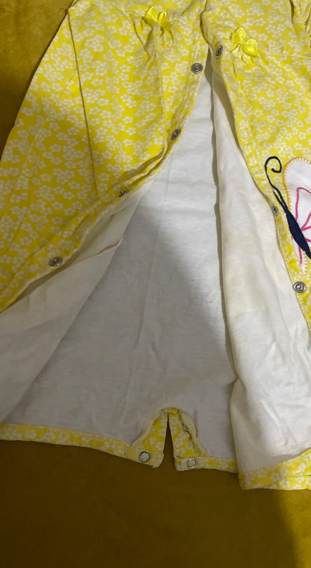 Sarı Desenli çıt çıtlı Bebek Kız Tulum - Görsel 2