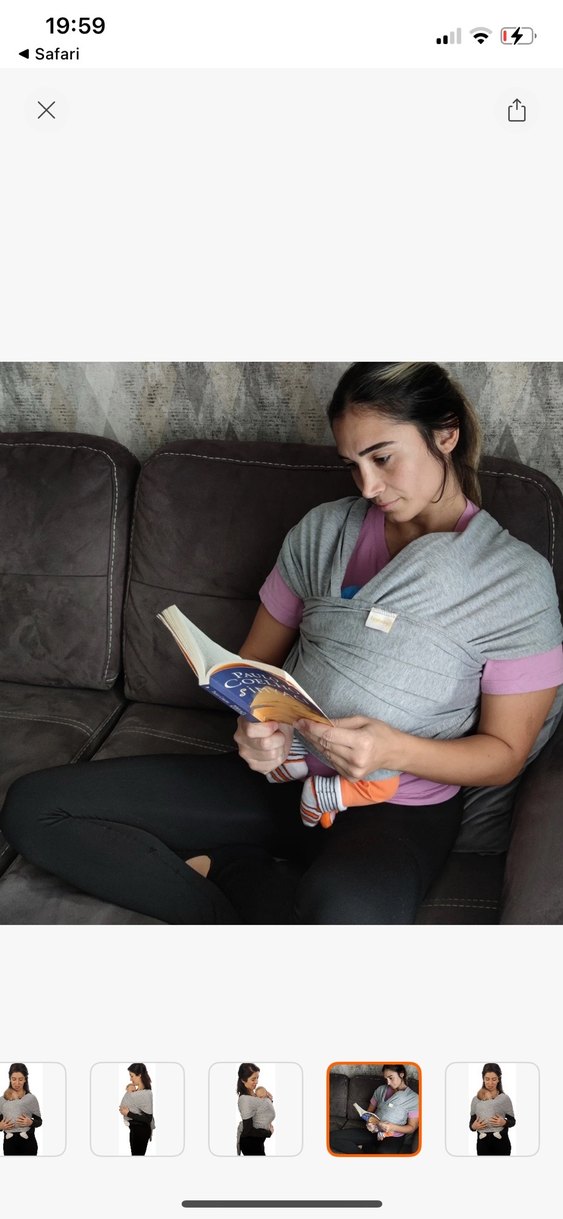 Gri Bebek Kanguru Sling - Görsel 2