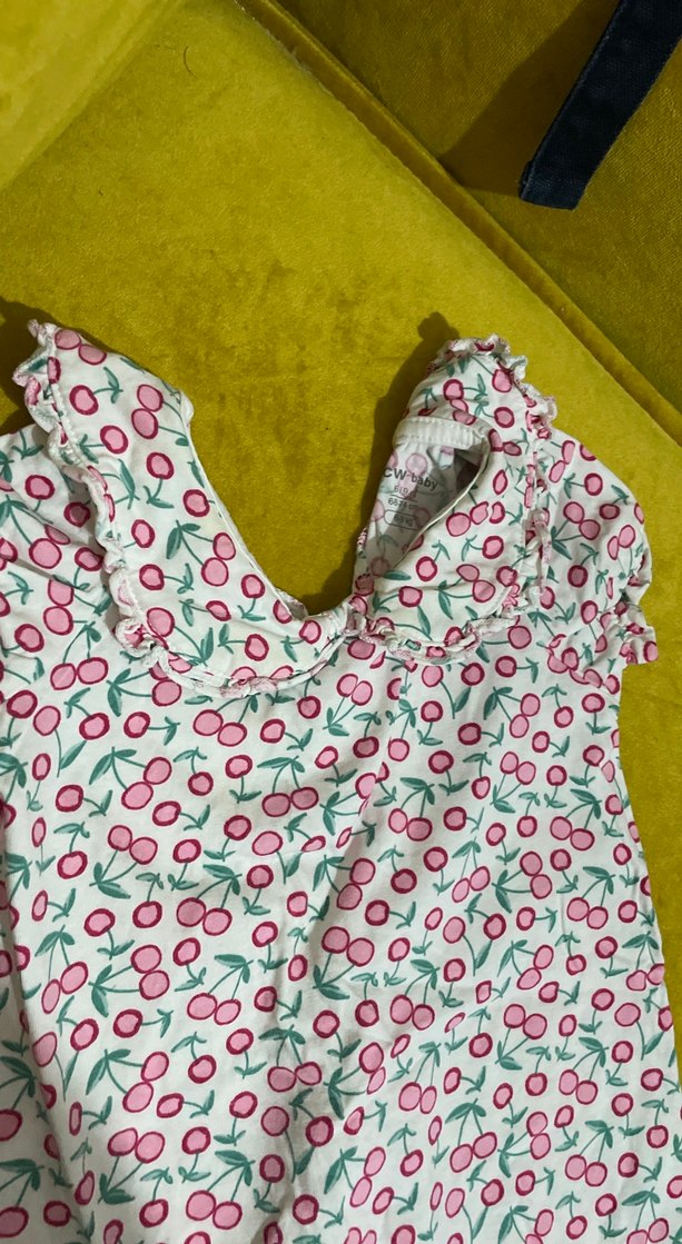 Renkli Kiraz Baskılı Fırfırlı Bebek Tulumu - Görsel 2