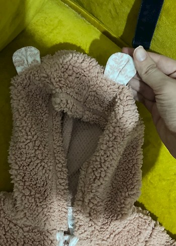Kız Bebek Kapüşonlu Peluş Tulum - Görsel 2
