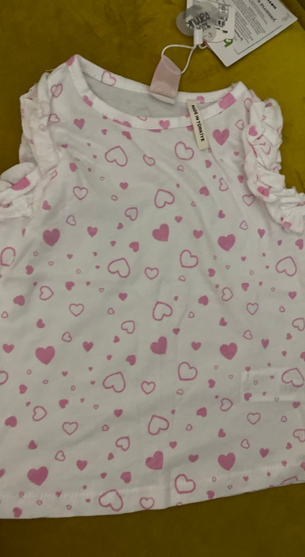 Kız Çocuk Dantel Detaylı Kalp Baskılı Tişört - Görsel 2