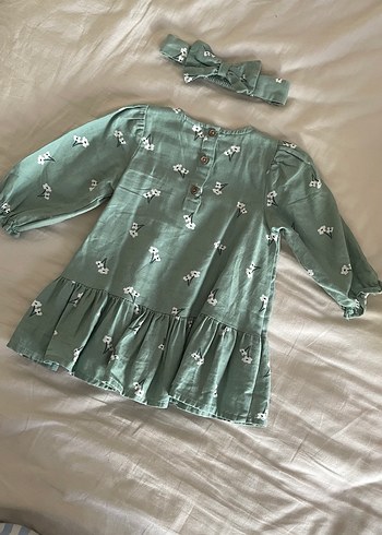 Yeşil Uzun Kollu Kız Elbisesi - Görsel 4