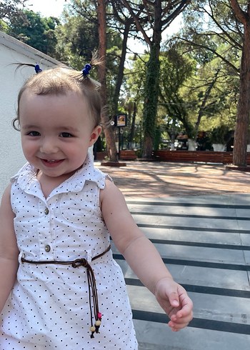 Kız Çocuk Beyaz Puantiyeli Kolsuz gömlek Elbise - Görsel 3