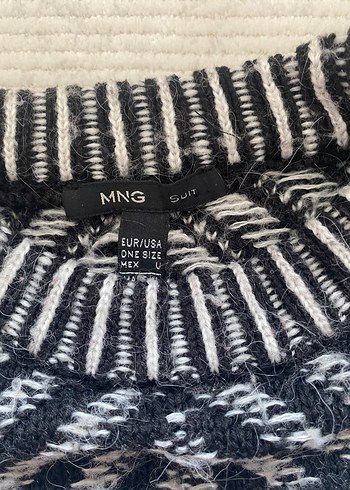 Gri Desenli Bohem Kadın Triko Kazak - Görsel 4