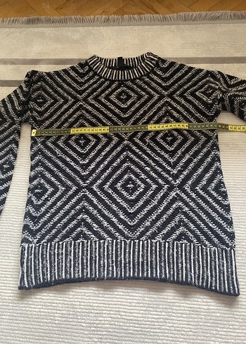 Gri Desenli Bohem Kadın Triko Kazak - Görsel 2