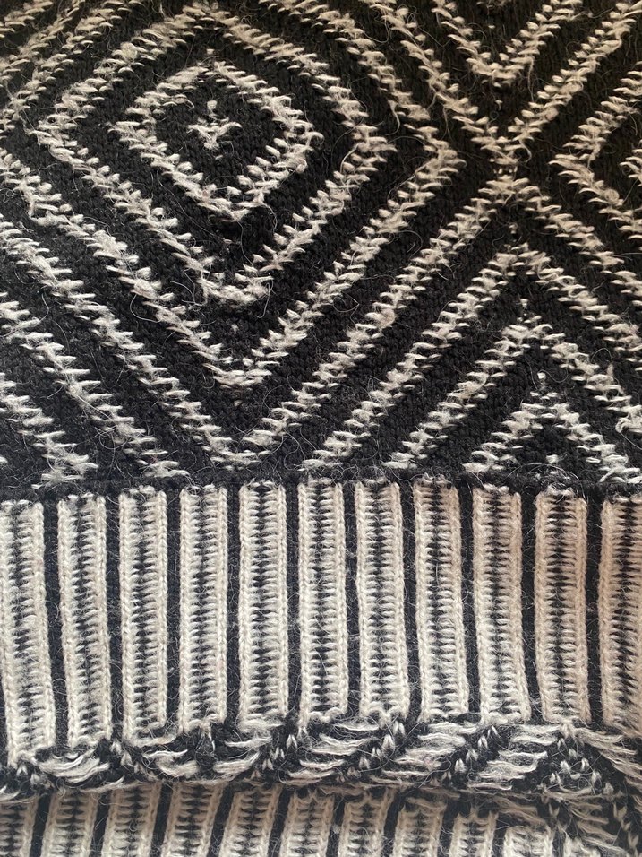 Gri Desenli Bohem Kadın Triko Kazak - Görsel 5