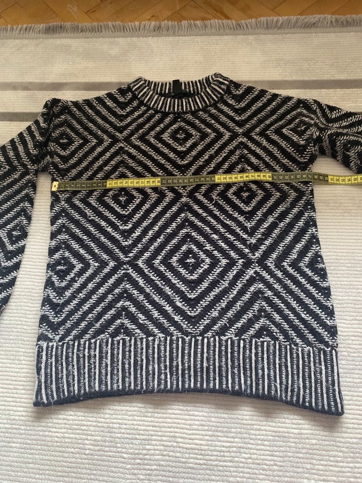 Gri Desenli Bohem Kadın Triko Kazak - Görsel 2