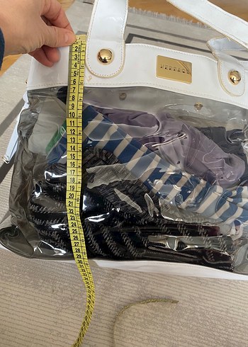 Beyaz Fermuarlı Kadın Plaj çantası - Görsel 6