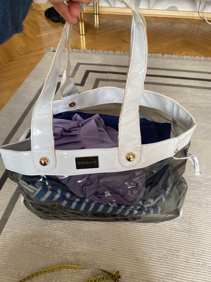 Beyaz Fermuarlı Kadın Plaj çantası - Görsel 5