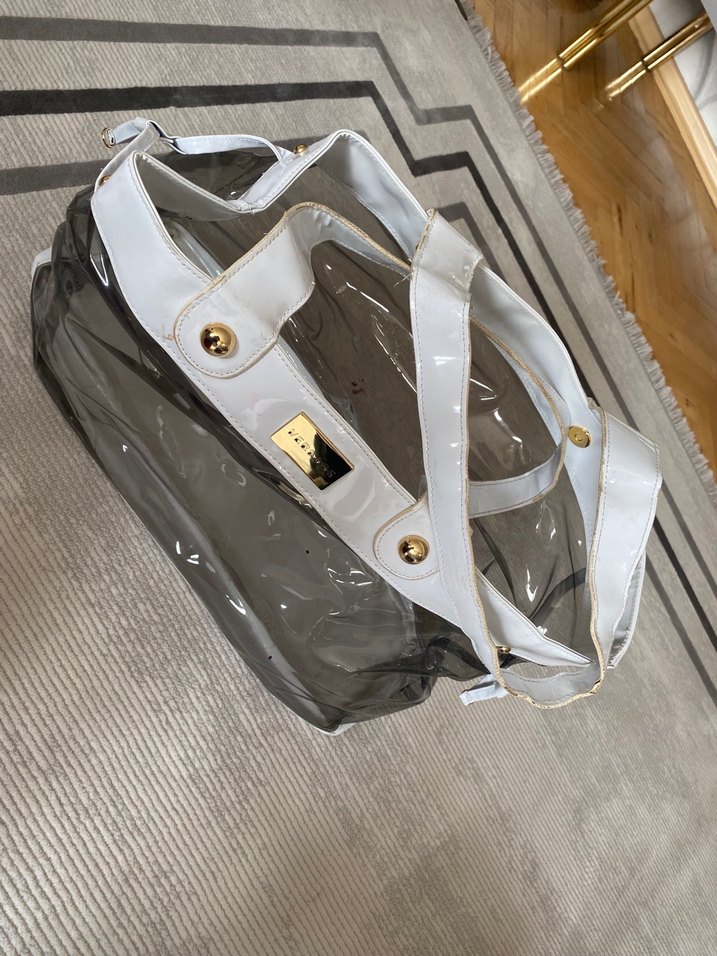 Beyaz Fermuarlı Kadın Plaj çantası - Görsel 2