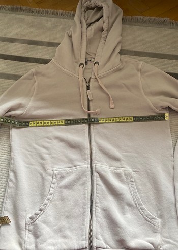 Kadın Krem Fermuarlı Kapüşonlu Sweatshirt - Görsel 2