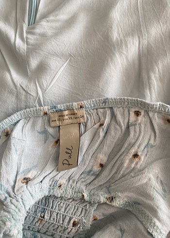 Zara Mavi Çiçek Desenli Mini Bohem Elbise