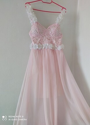 Toz pembe şık elbise 