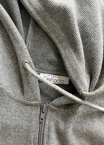 Defacto Gri Kapüşonlu Fermuarlı Erkek Sweatshirt