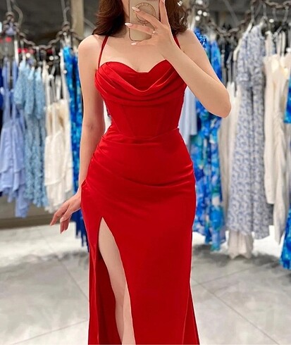 Zara Kırmızı abiye elbise