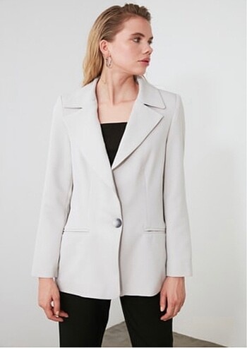 Gri cep detaylı blazer ceket