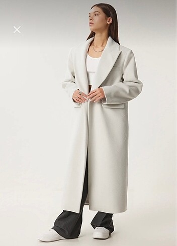 Zara Premium oversize taş renk kruvaze yaka kaşe kaban
