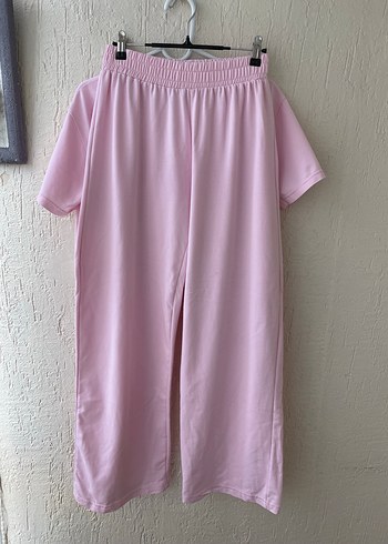 l Beden pembe Renk Loose Fit Pembe Eşofman Takım