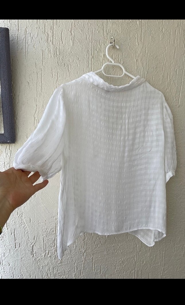 Beyaz Kadın Gömlek bluz - Görsel 4
