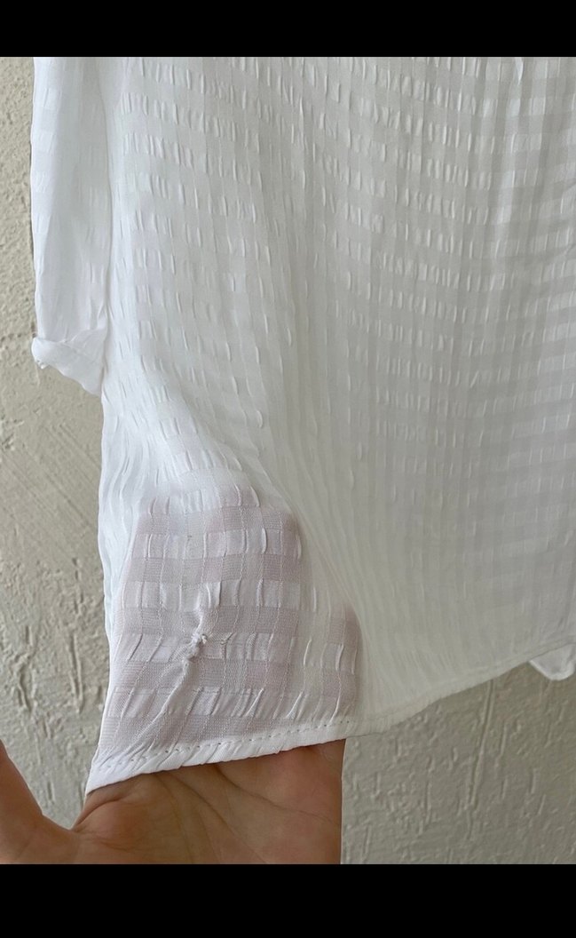 Beyaz Kadın Gömlek bluz - Görsel 5