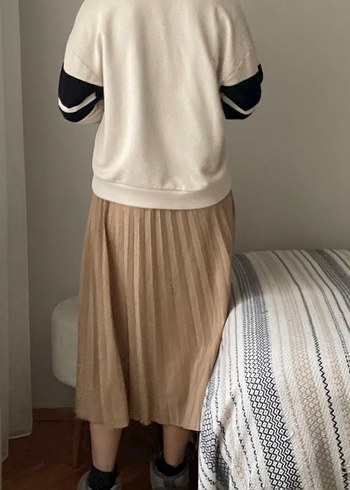 Bej Kadın Piliseli Etek - Görsel 6