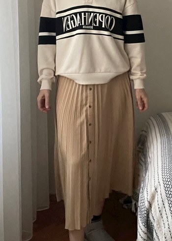 Bej Kadın Piliseli Etek - Görsel 3