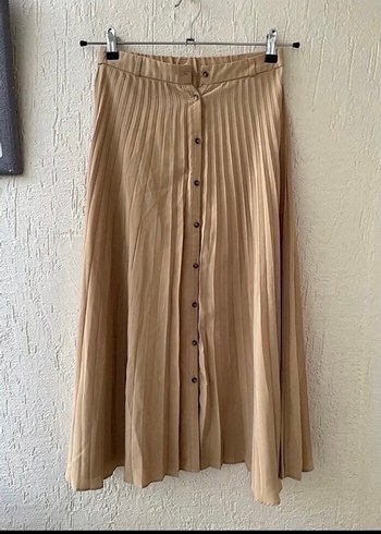 Bej Kadın Piliseli Etek - Görsel 2