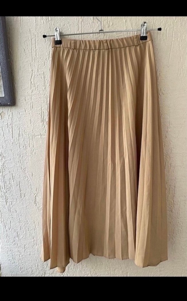 Bej Kadın Piliseli Etek - Görsel 5