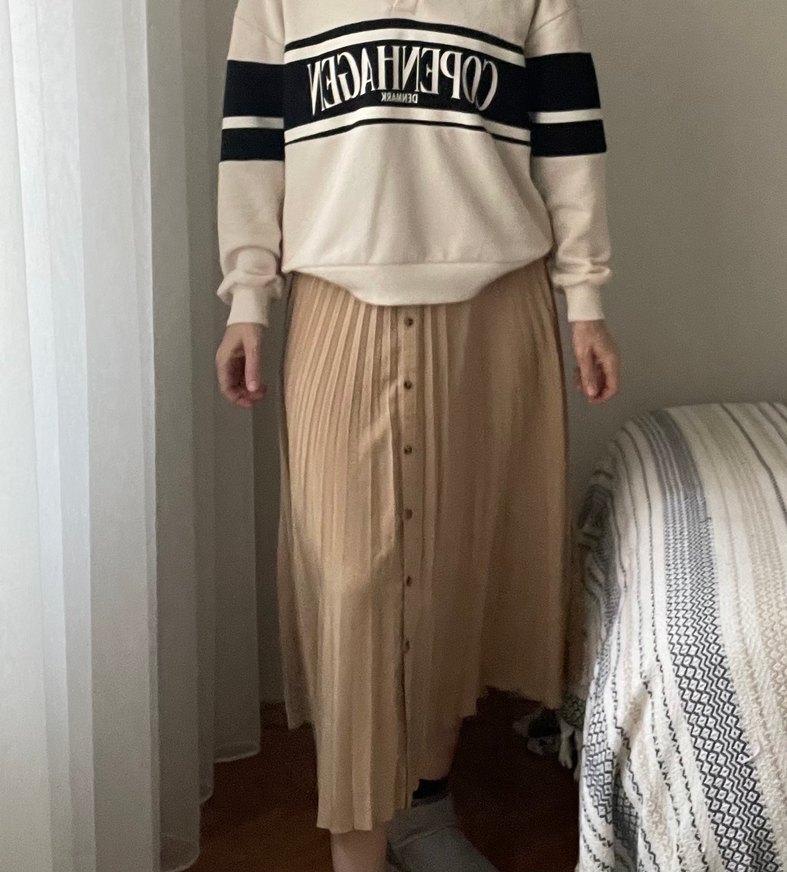 Bej Kadın Piliseli Etek - Görsel 3