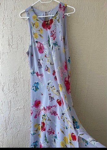 Çiçek Desenli V Yaka Uzun Bohem Elbise - Görsel 2