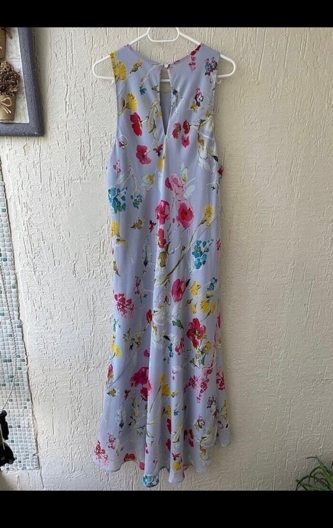 Çiçek Desenli V Yaka Uzun Bohem Elbise - Görsel 4