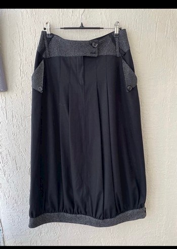 Gri Kemer Detaylı Uzun Etek - Görsel 3