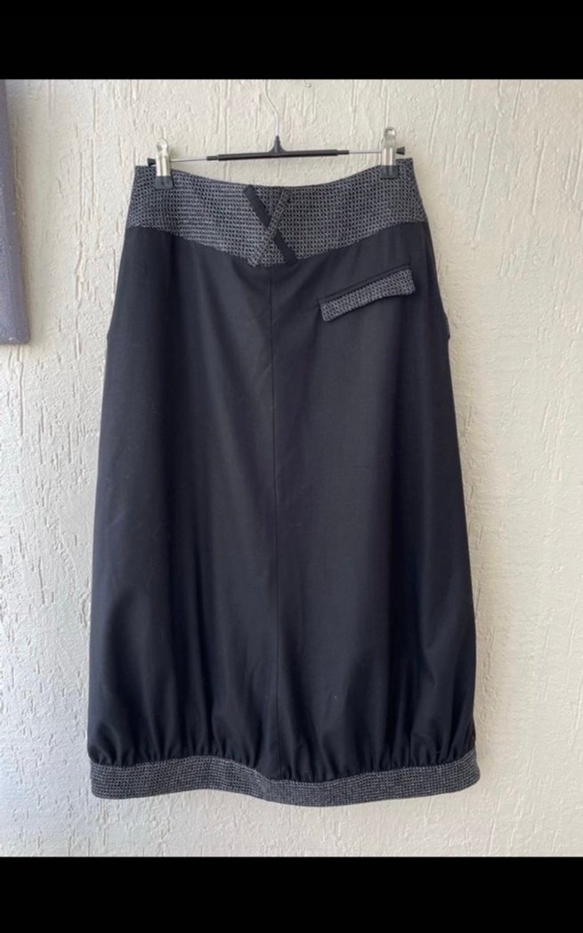 Gri Kemer Detaylı Uzun Etek - Görsel 2