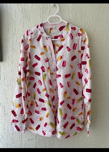 Uzun Kollu Düğmeli Pembe Batik Gömlek - Görsel 2