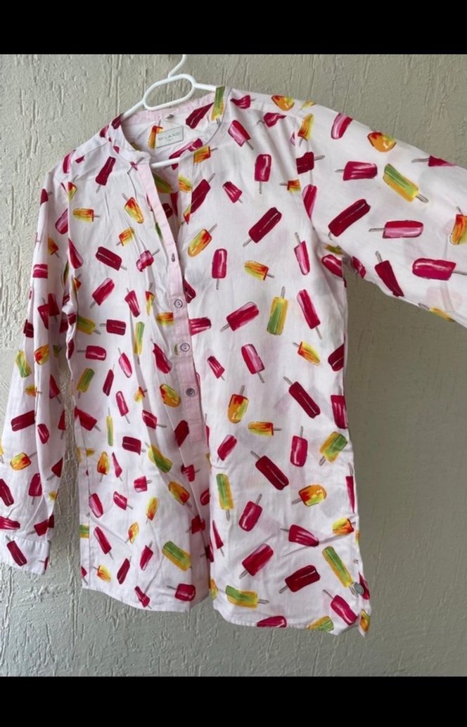 Uzun Kollu Düğmeli Pembe Batik Gömlek - Görsel 3