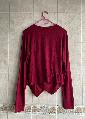 Bordo Uzun Kollu Bluz - Görsel 2