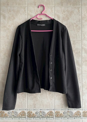 Kadın Siyah Düğmeli Midi Hırka - Görsel 2