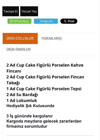 Cupcake Desenli 2 Kişilik Kahve Fincan Takımı - Görsel 4